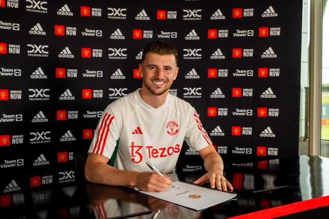 MANCHESTER, ENGLAND - JULY 05: (EXCLUSIVE COVERAGE) Mason Mount of Manchester United poses after signing for the club at Carrington Training Ground on July 05, 2023 in Manchester, England. (Photo by Manchester United/Manchester United via Getty Images)