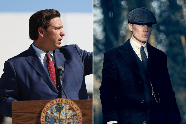 Ron DeSantis posted the controversial US presidential campaign video featuring footage from Peaky Blinders on Wednesday 5 July 2023 - Credit: BBC / Getty