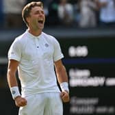 Liam Broady celebrates win over Casper Ruud in Wimbledon second round