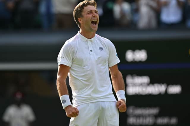 Liam Broady celebrates win over Casper Ruud in Wimbledon second round