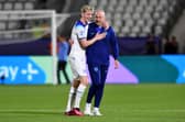 Lee Carsley and Under-21 player of the tournament Anthony Gordon. (Getty Images)
