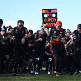 Max Verstappen celebrates his eighth win of 2023