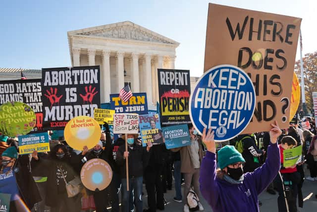 Pro-choice and pro-life demonstrators gather in front of the US Supreme Court on 1 December, 2021 in Washington, DC. Credit: Getty Images