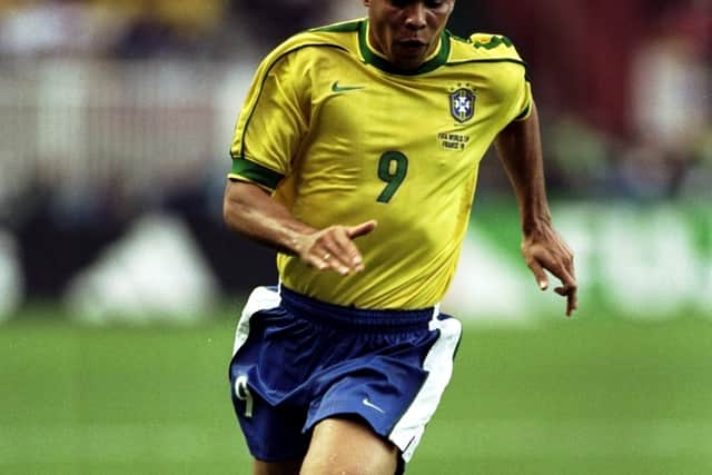 Ronaldo of Brazil on the ball during the World Cup second round match against Chile at the Parc des Princes in Paris. Ronaldo scored twice as Brazil won 4-1. \ Mandatory Credit: Clive Brunskill /Allsport