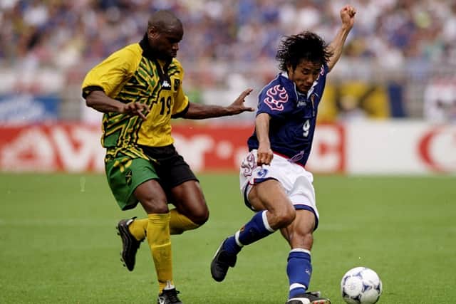 Frank Sinclair of Jamaica during the World Cup first round match at the Stade Gerland in Lyon, France. Jamaica won the match 2-1. \ Mandatory Credit: Stu  Forster/Allsport