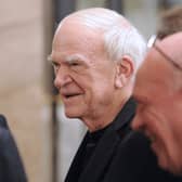 The late Czech-born writer Milan Kundera (C) attended the 20th anniversary party of the French philosopher Bernard-Henri Levy's review "La regle du jeu" (The rules of the game) on November 30, 2010 in Paris. (Photo by Miguel MEDINA / AFP) (Photo by MIGUEL MEDINA/AFP via Getty Images)