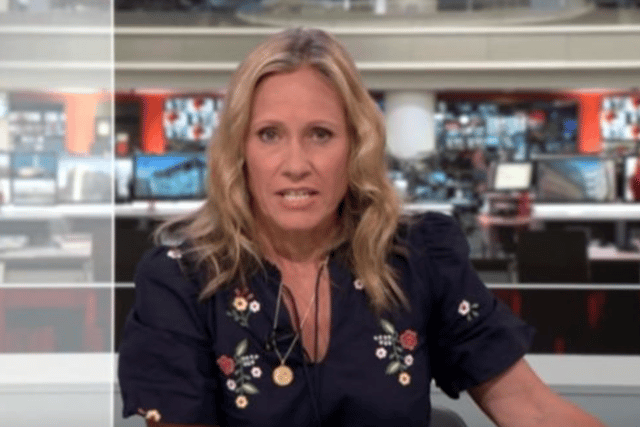 Sophie Raworth mistakenly said Huw Edwards resigned on Wednesday's BBC News at Six - Credit: BBC