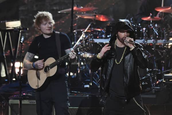 Eminem joined Ed Sheeran on stage at the pop star’s show in Detroit