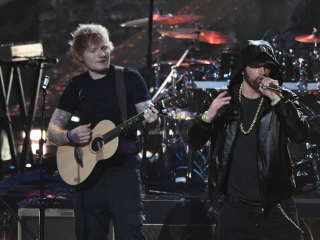 Eminem joined Ed Sheeran on stage at the pop star’s show in Detroit