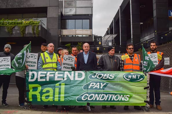 Thousands of rail workers are set to walk out for three days from this week over their prolonged pay dispute with the train companies. (Photo by Vuk Valcic/SOPA Images/LightRocket via Getty Images)