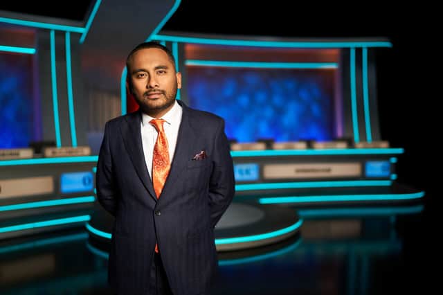 Amol Rajan on the University Challenge set (Credit: BBC/Lifted Entertainment/Ric Lowe)