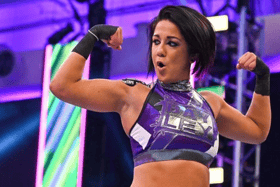 Bayley suffered yet another knee injury during her bout with Charlotte Flair and Asuka in a non-televised event in Maryland, USA - Credit: WWE