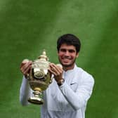 Carlos Alcaraz celebrates glory at Wimbledon. (Getty Images)