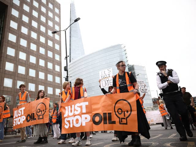 Just Stop Oil on a slow march in central London last month