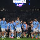 Manchester City celebrating their Champions League win in June 2023