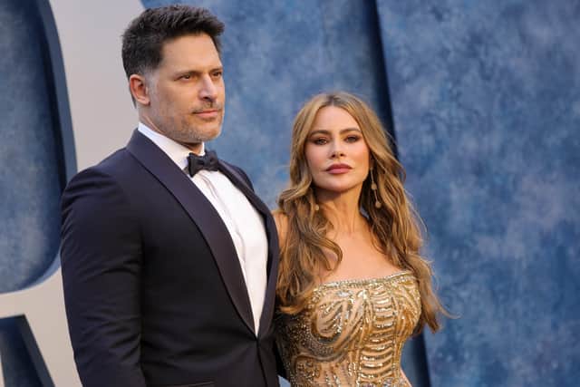 BEVERLY HILLS, CALIFORNIA - MARCH 12: (L-R) Joe Manganiello and SofÃa Vergara attend the 2023 Vanity Fair Oscar Party Hosted By Radhika Jones at Wallis Annenberg Center for the Performing Arts on March 12, 2023 in Beverly Hills, California. (Photo by Amy Sussman/Getty Images)