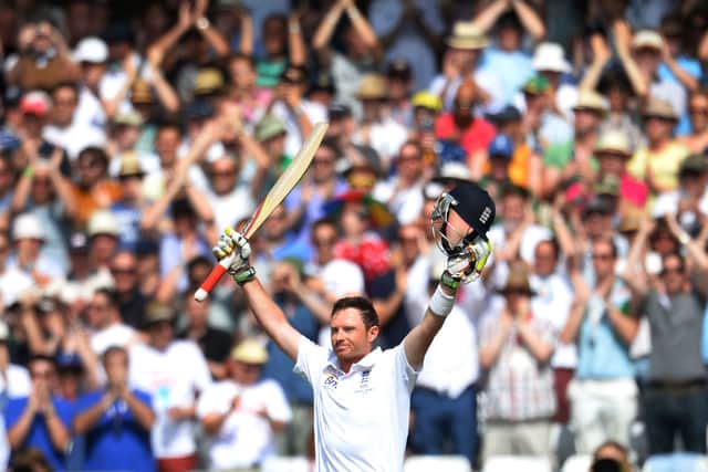 Ian Bell celebrates one of his three Ashes centuries in 2013 series