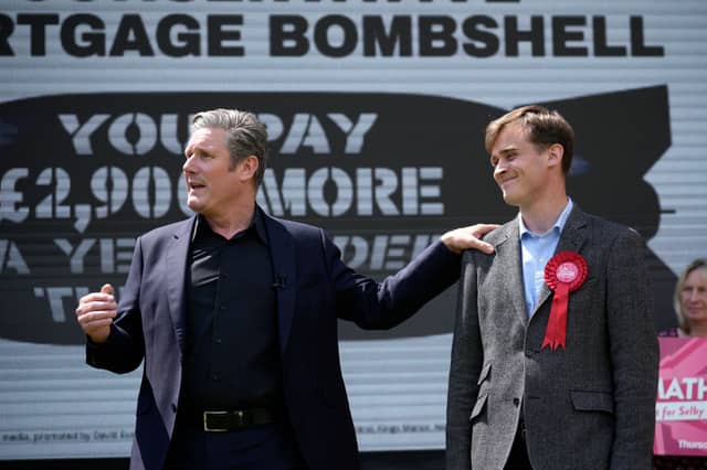 SELBY, ENGLAND - JUNE 29: Labour leader Sir Keir Starmer, and Keir Mather, Labour candidate for Selby and Ainsty by-election take part in a campaign event on June 29, 2023 in Selby, England. The Selby and Ainsty by-election was called after the conservative MP for Selby and Ainsty, Nigel Adams, stood down with immediate effect. He had already declared he would stand down at the next election. (Photo by Christopher Furlong/Getty Images)