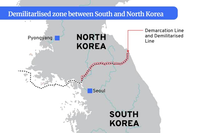 Map of the demilitarised zone between North and South Korea. (Credit: Kim Mogg/NationalWorld)
