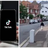 A viral video on TikTok appears to show a woman freezing in the middle of the street. (Credit Adobe Photos/TikTok)