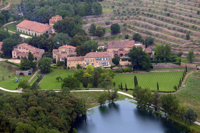 An aerial view taken on May 31, 2008 in Le Val, southeastern France, shows the Chateau Miraval, a vineyard estate owned by US businessman Tom Bove. US actors Brad Pitt and Angelina Jolie are relocating to the chateau. (Photo: MICHEL GANGNE/AFP via Getty Images)