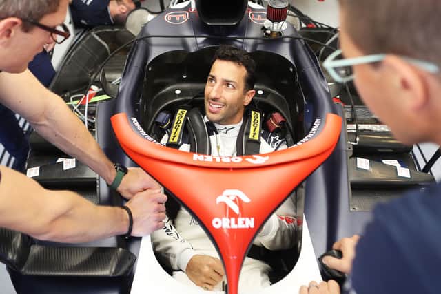 Daniel Ricciardo tries out his new seat in AlphaTauri ahead of Hungarian Grand Prix