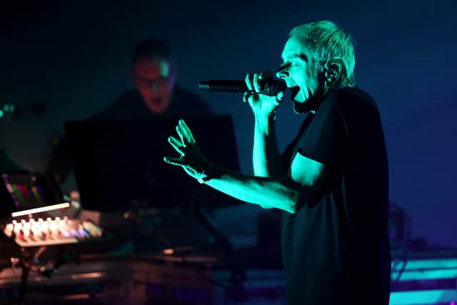 L-R) Rick Smith and Karl Hyde of Underworld perform at the Mojave Tent during the 2023 Coachella Valley Music and Arts Festival on April 15, 2023 in Indio, California. (Photo by Monica Schipper/Getty Images for Coachella)