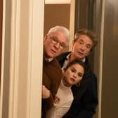 Steve Martin as Charles, Selena Gomez as Mabel, and Martin Short as Oliver in ‘Only Murders in the Building’. (Credit: Craig Blankenhorn/Hulu)