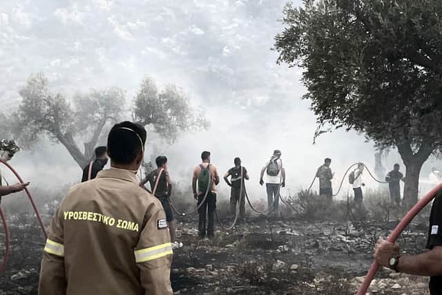 Emergency services trying to put out the wildfires on the island of Rhodes (Photo: Sarah George/PA Wire)