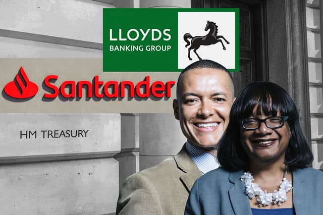 Clive Lewis and Diane Abbott have called for a windfall tax on banks' excess profits. Credit: Parliament/Getty/Adobe/Mark Hall