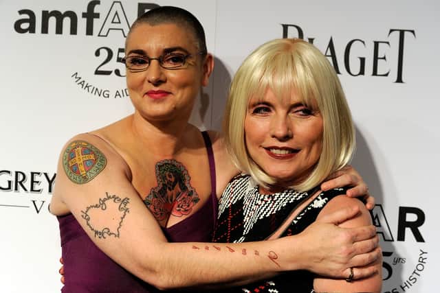 Singer Sinead O'Connor and singer Deborah Harry attend amfAR's Inspiration Gala at the Chateau Marmont on October 27, 2011 in Los Angeles, California.  (Photo by Frazer Harrison/Getty Images)