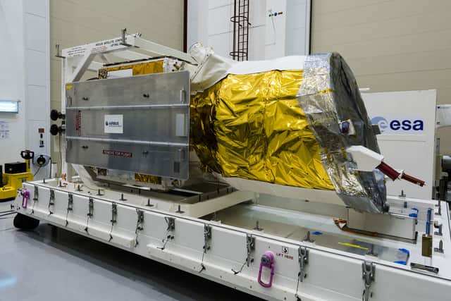 ESA's Aeolus satellite ready to be shipped to French Guiana for liftoff in August 2018 (Photo: M. Pedoussaut/ESA via Getty Images)