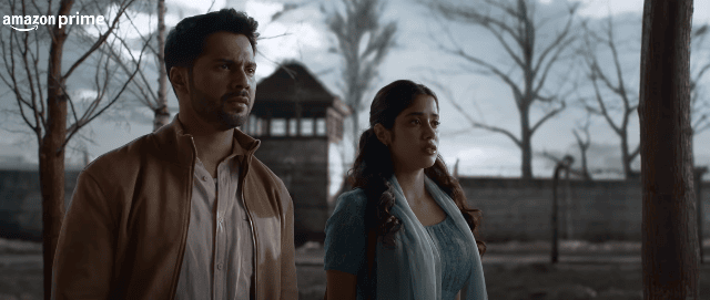 Ajay and Disha stand in the grounds of Auschwitz concentration camp in Amazon Prime film Bawaal