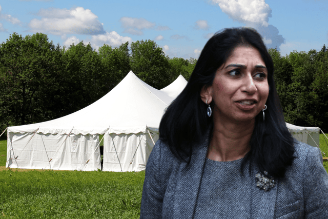 Up to 2,000 asylum seekers could be housed in tents on disused military sites under Suella Braverman's emergency plans - Adobe / Getty