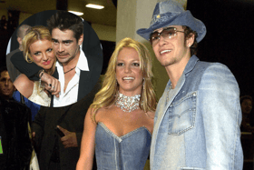 Britney and Justin Timberlake (main) and Britney with Colin Farrell (inset)