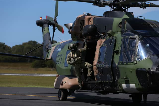 A MRH-90 Taipan helicopter, similar to the one seen here in 2021, went down during a night-time military exercise (Photo by Lisa Maree Williams/Getty Images)