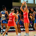 Chelsea Pitman in action for England at Netball World Cup 2023