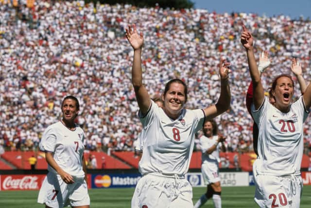 Over 90,000 fans were in attendance as the USA lifted the 1999 Women's World Cup. (Getty Images)