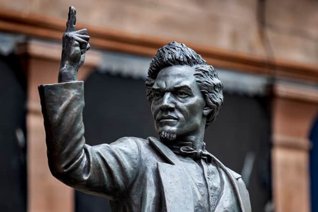 The newly unveiled statue of anti-slavery campaigner Frederick Douglass in Belfast. Picture: Liam McBurney/PA Wire