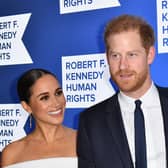 Prince Harry, Duke of Sussex, and Meghan, Duchess of Sussex, arrive at the 2022 Robert F. Kennedy Human Rights Ripple of Hope Award Gala at the Hilton Midtown in New York on December 6, 2022. (Photo by ANGELA WEISS / AFP) (Photo by ANGELA WEISS/AFP via Getty Images)