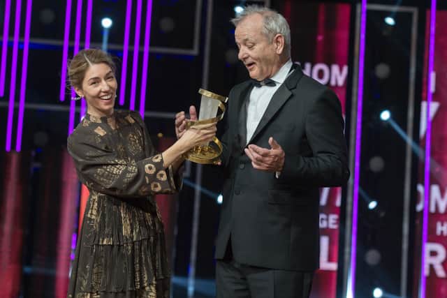 Bill Murray (R) and Sofia Coppola attend the Tribute To Bill Murray during the 15th Marrakech International Film Festival on December 4, 2015 in Marrakech, Morocco.  (Photo by Dominique Charriau/Getty Images)