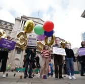Campaigners from Positive Money demonstrate outside the Bank of England in London on Thursday, against the rises in interest rates amid the cost of living crisis. Picture: Jordan Pettitt/PA Wire