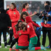 Morocco celebrate reaching the last 16 of the FIFA Women’s World Cup