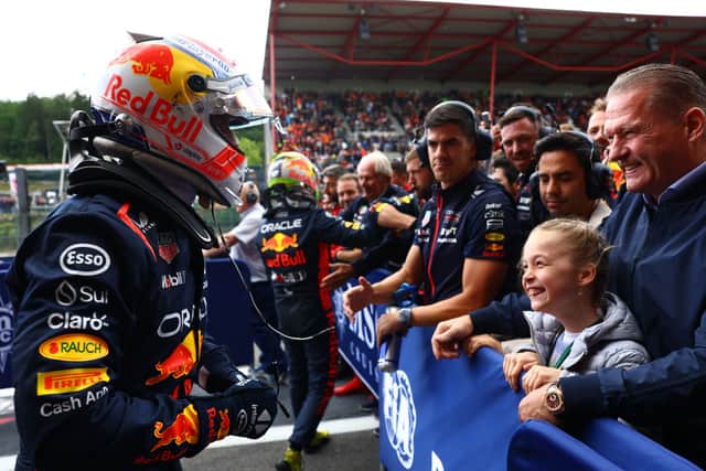 Verstappen with his half-sister and father at the Belgium Grand Prix