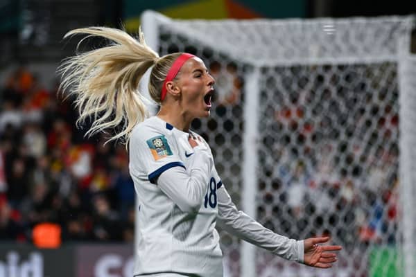 Chloe Kelly celebrates her goal against China. Cr: Getty Images