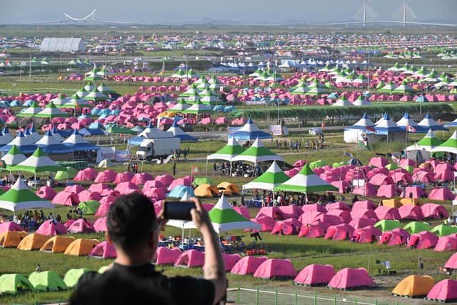 A general view shows the campsite of the World Scout Jamboree in South Korea's North Jeolla province on August 5, 2023. (ANTHONY WALLACE/AFP via Getty Images)