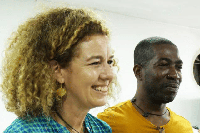 Pippa Small with a Colombian jeweller, Wilmar - part of her campaign to create more ethical jewellery (Credit: Pippa Small)