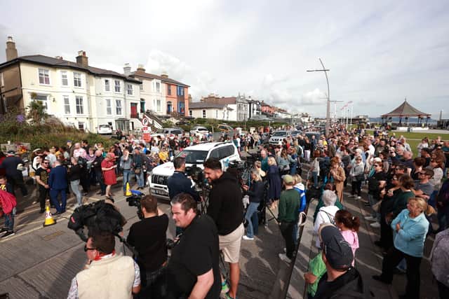 Fans outside the former home of Sinead O'Connor in Bray, Co Wicklow, ahead of the late singer's funeral today. Picture date: Tuesday August 8, 2023. PA Photo. Grammy-winning O'Connor, 56, was found unresponsive by police at her south-east London home on July 26. See PA story FUNERAL OConnor. Photo credit should read: Liam McBurney/PA Wire