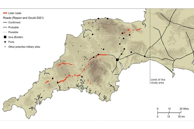 Roads identified from the LiDAR-derived terrain models provided by Environment Agency's 'National LiDAR Programme'.