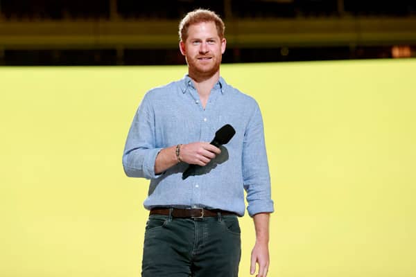 INGLEWOOD, CALIFORNIA: In this image released on May 2, Prince Harry, The Duke of Sussex speaks onstage during Global Citizen VAX LIVE: The Concert To Reunite The World at SoFi Stadium in Inglewood, California. Global Citizen VAX LIVE: The Concert To Reunite The World will be broadcast on May 8, 2021. (Photo by Emma McIntyre/Getty Images for Global Citizen VAX LIVE)